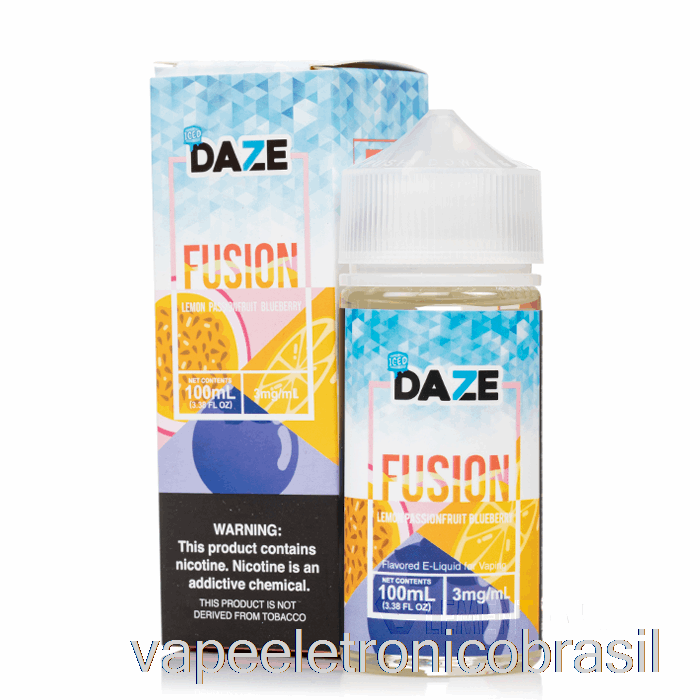 Vape Recarregável Limão Gelado Maracujá Mirtilo - 7 Daze Fusion - 100ml 3mg